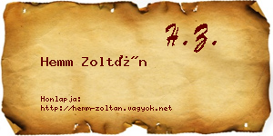 Hemm Zoltán névjegykártya